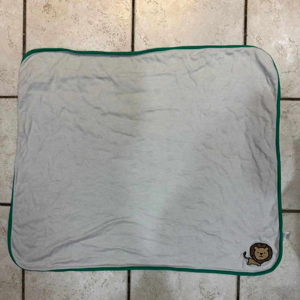 Just One You by Carter's Lion alligator frogs Baby Blanket gray white Stripes